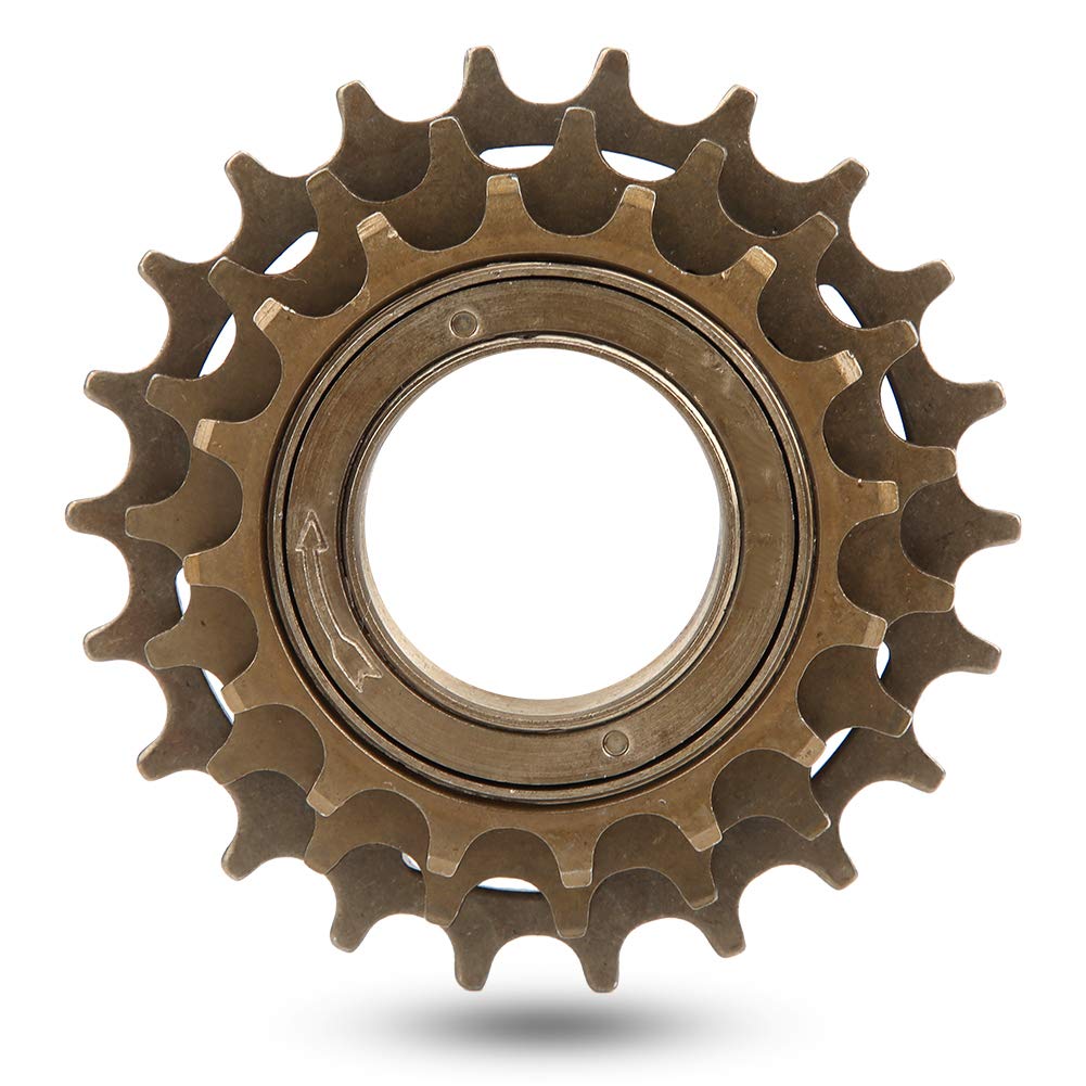Tomotato Bicycle Freewheel, 3-Speed Threaded Freewheel with 16/19/22T Sprockets, Metal Replacement Part for Single Speed Mountain Road Bikes