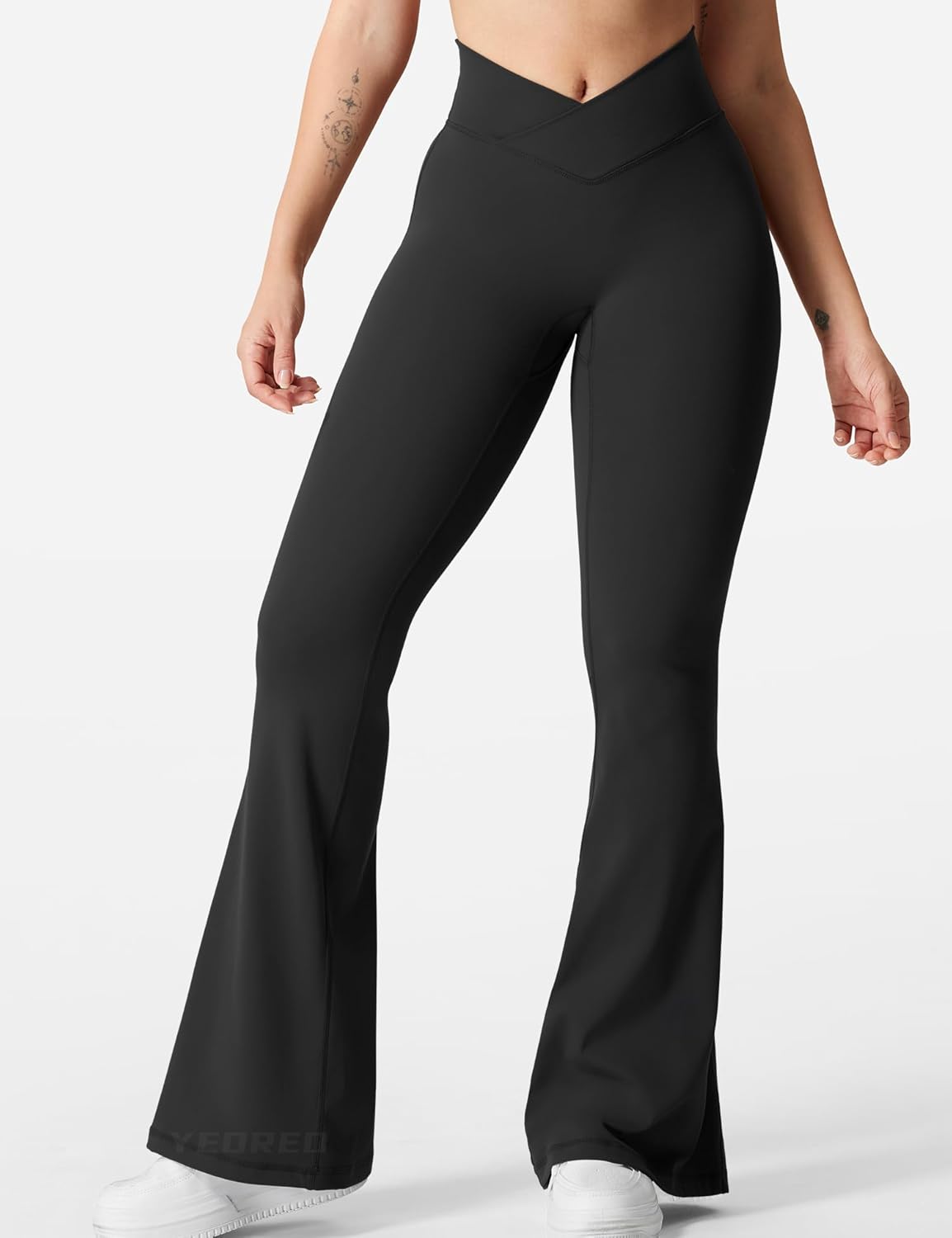 YEOREO Women's Yoga Leggings - Kalie Flare Design with V Cross Waist | Comfortable & Stylish