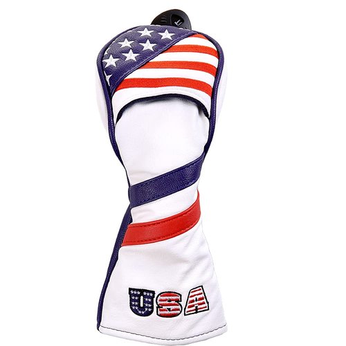GOOACTION USA Golf Club Hybrid Headcover American Stars and Stripes Flag Synthetic Leather Patriotic Head Covers Protector