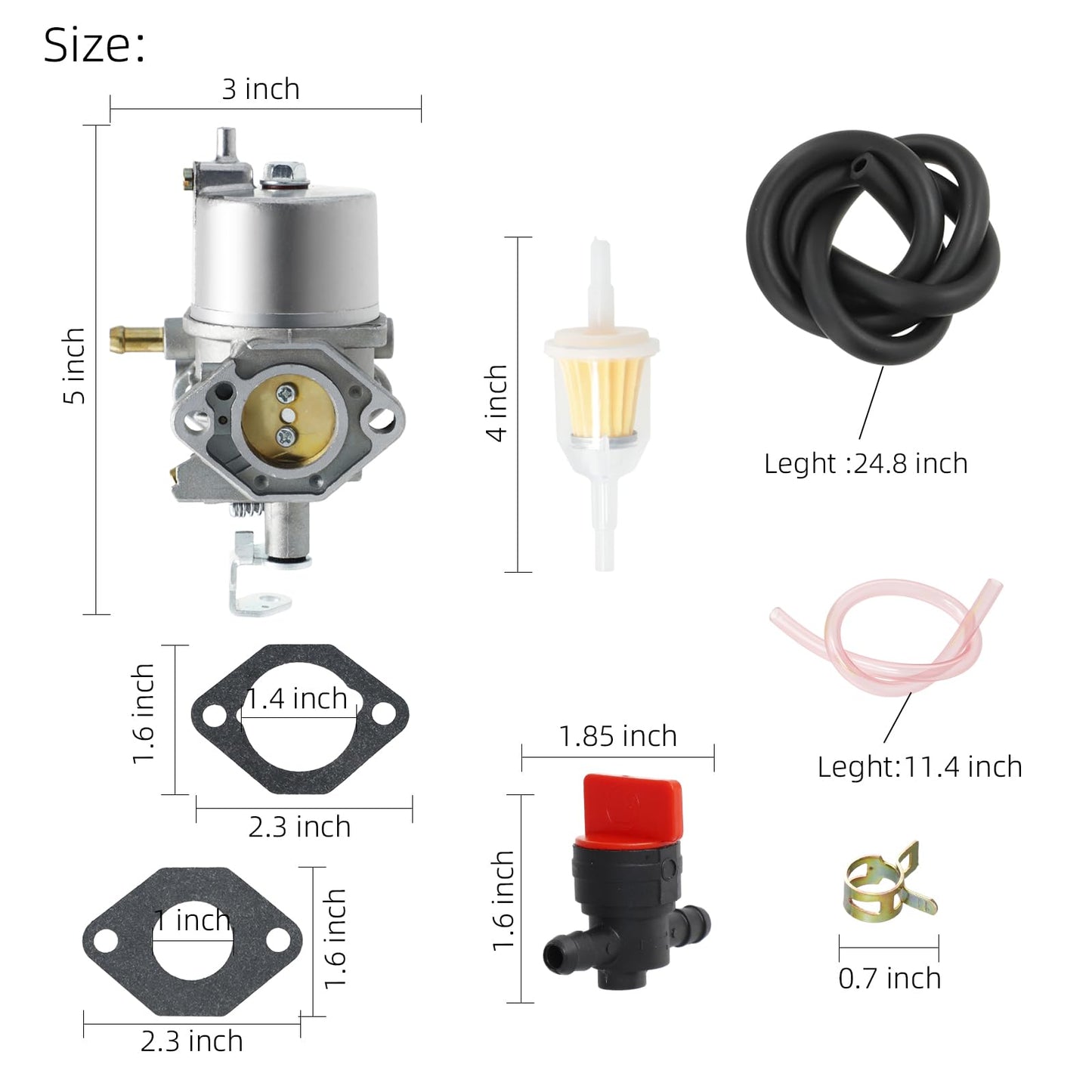 Roykaw Golf Cart Carburetor Kit Compatible with Club Car DS and Carryall with Kawasaki FE290 Engine (1992-1997) Gas Models, OEM# 1016438, 1016439, 1016440, 1016441, 1016478