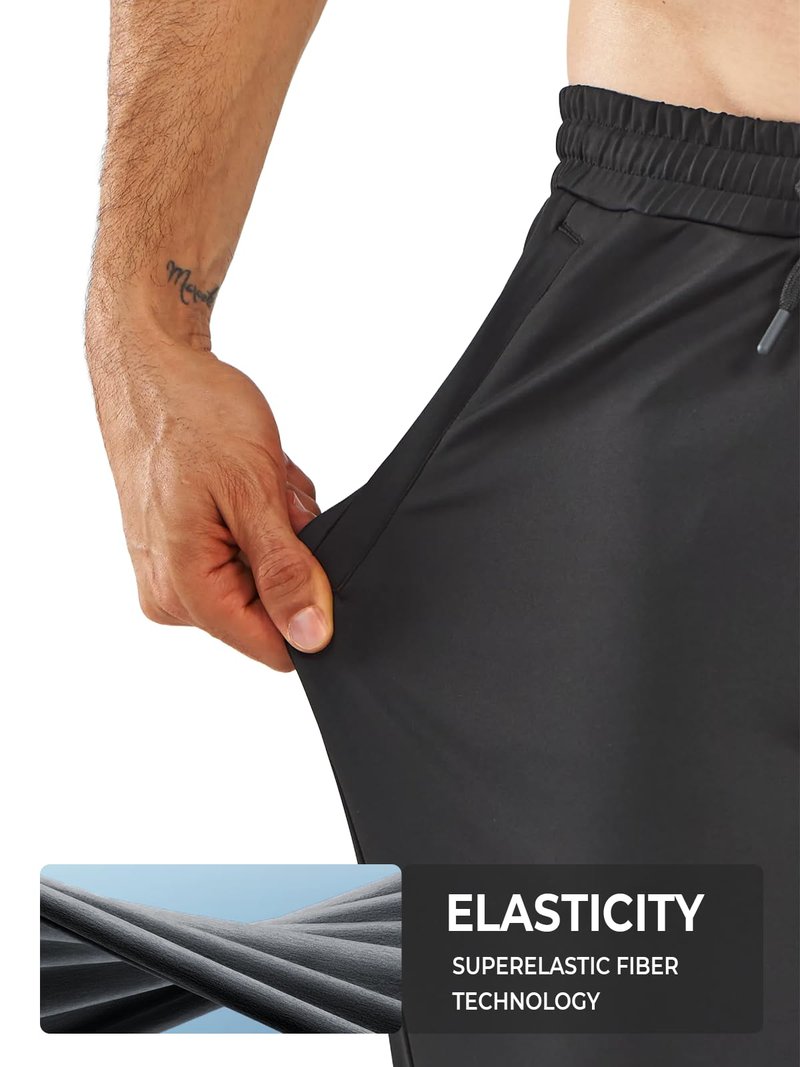 NORTHYARD Men's Running Jogger Pants Athletic Workout Sweatpants with Zipper Pockets Gym Track Jogging Sweatpant Black-L