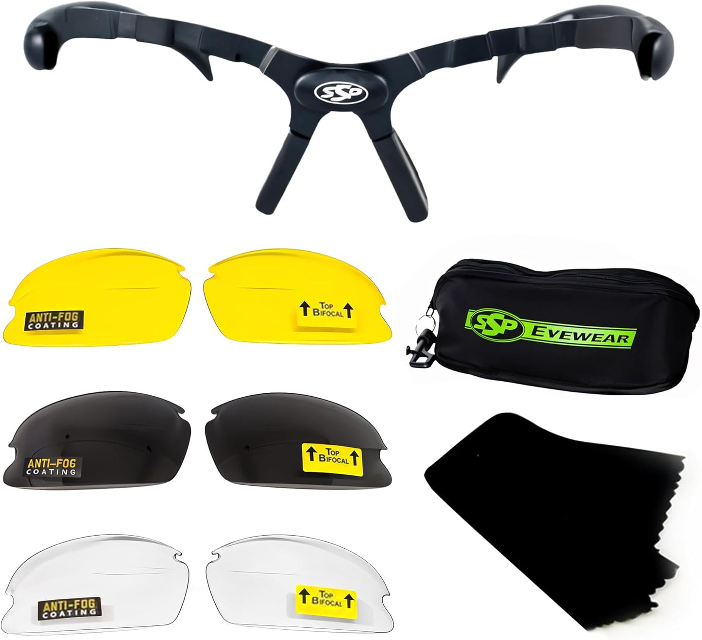 SSP Eyewear Tactical Safety Shooting Glasses - HD A-Eye NVR/Fog Lenses for Ultimate Clarity