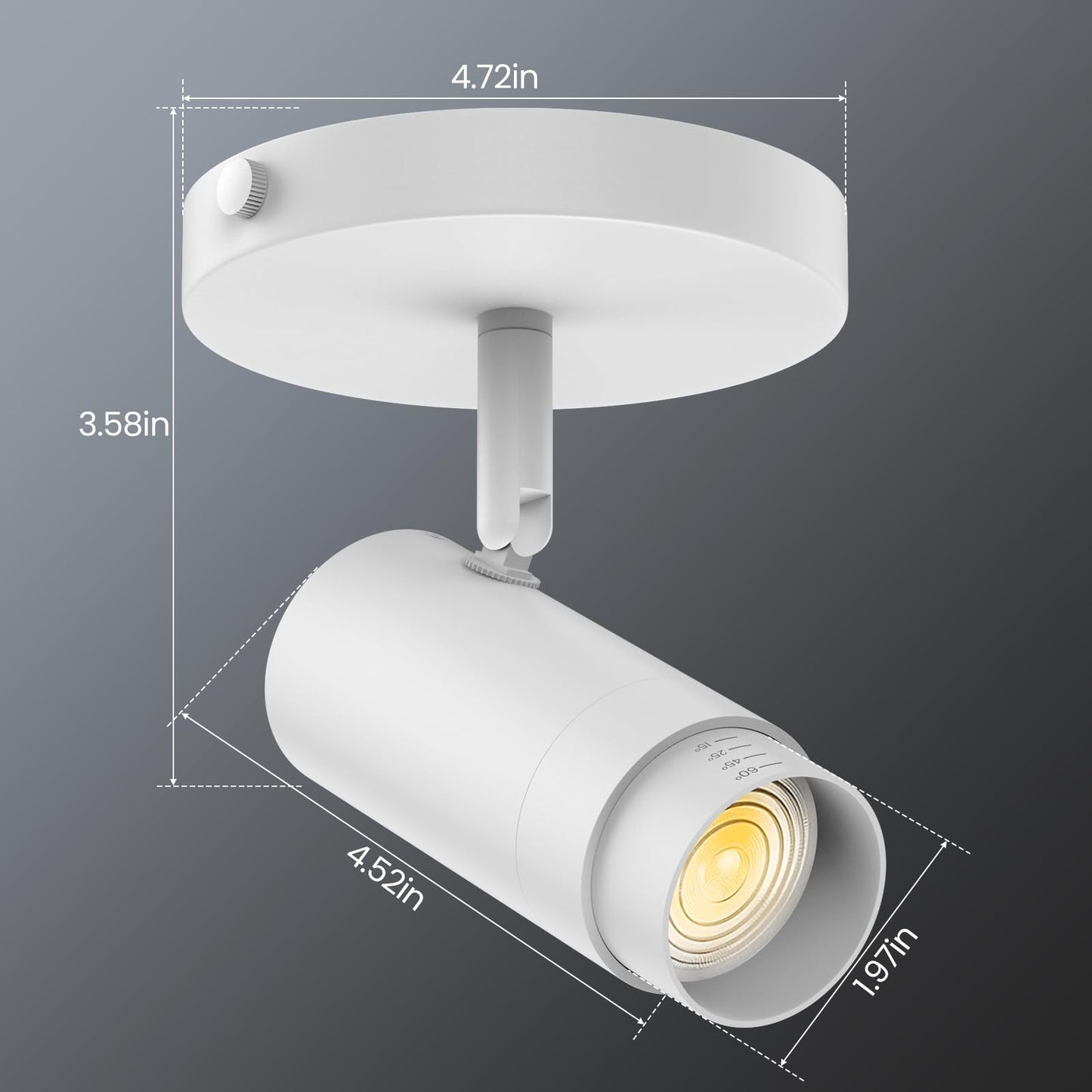 AIBISOD 5-Color Zoomable Ceiling Spot Lights Indoor Fixtures 15-60° Adjustable Beam Angle, Dimmable 10W Directional Ceiling Spotlight Flush Mount for Living Room Bedroom Kitchen White 2 Pack