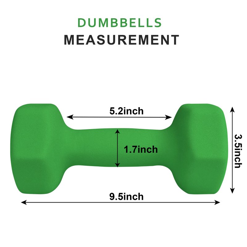 Balelinko Home Gym Equipment Workouts Strength Training Weight Loss Pilates Weights Yoga Sets Weights for Women, Men, Seniors and Youth, 12LB Green, Pair