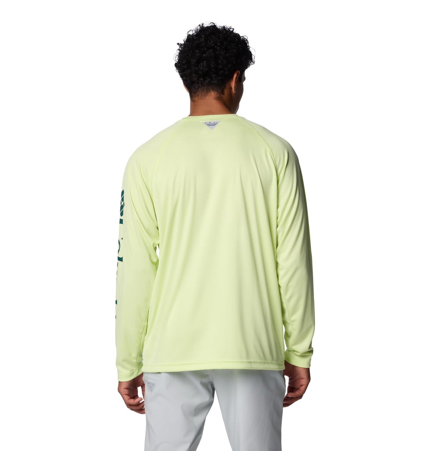 Columbia Men's Terminal Tackle Long Sleeve Shirt, Spring Yellow/Midnight Teal Logo, X-Large