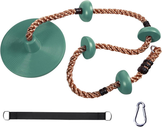 RedSwing Climbing Rope Swing - Heavy Duty Plastic Disc Seat for Kids & Adults | Green Color