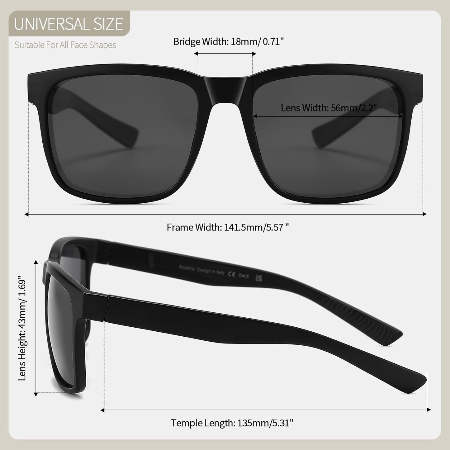 Skiennix Sports Sunglasses - Polarized UV Protection | Trendy Oversized Square Frame for Men