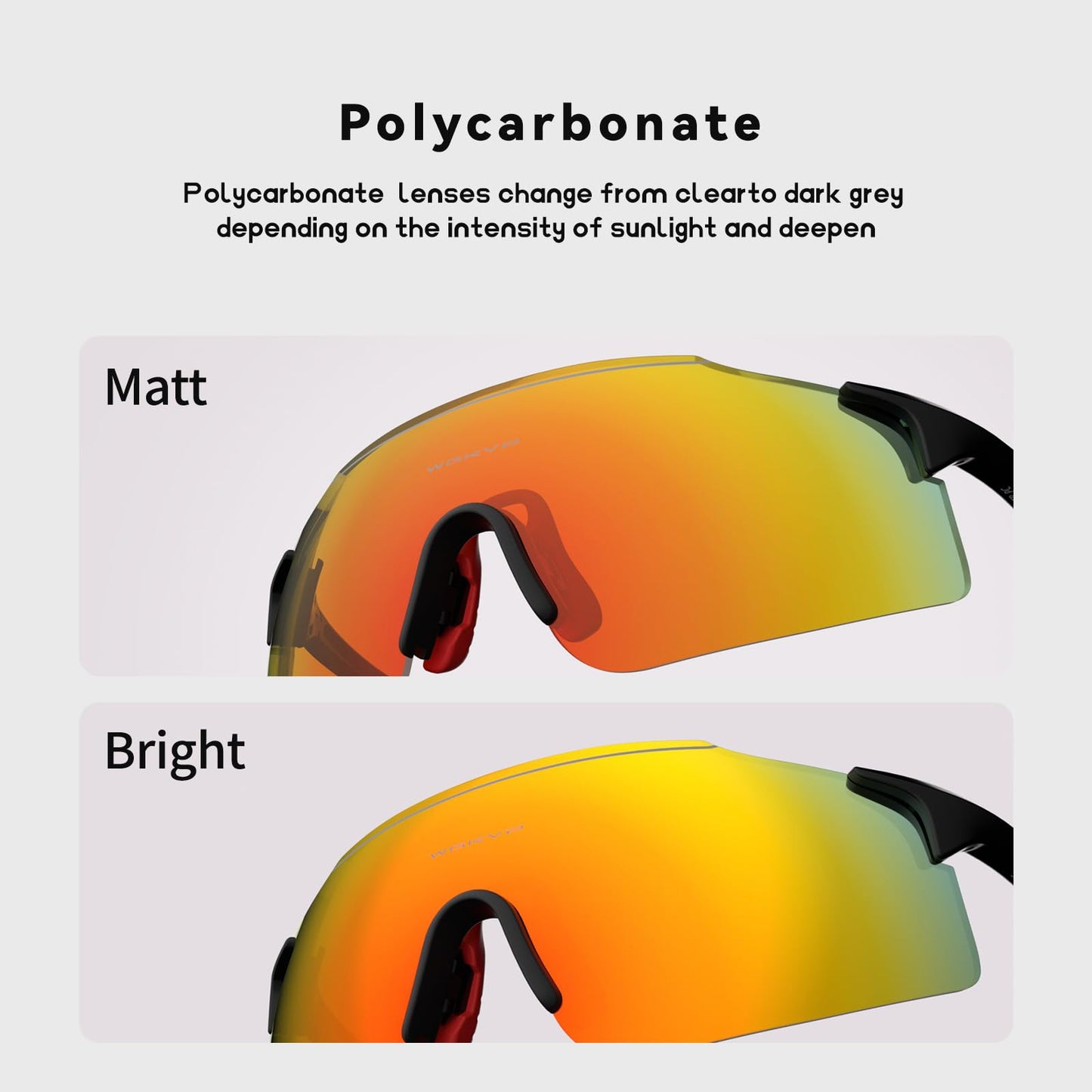 WGKVP Sports Sunglasses,UV400 Protection Cycling Glasses,Outdoor Sports Glasses For Men and Women(Orange red)