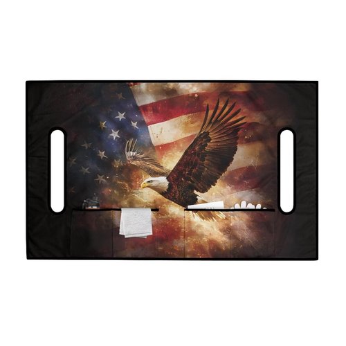 Tomeusey Golf Cart Seat Cover Blanket with 4 Pockets, Portable Sport Golf Cart Seat Protector, American Flag Eagle Club Car Seat Towel Blanket with Holes, Easy to Install Clean