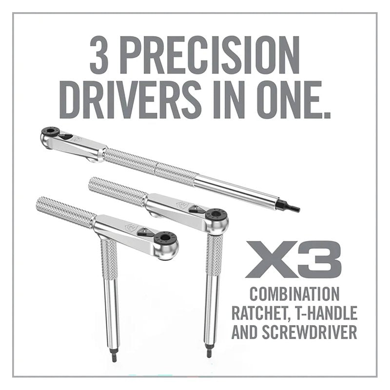 Real Avid X3 Precision Screwdriver Set with 1/4 Ratchet Wrench Bit Driver & Bit Extension - Tool Kit Includes Torx, Hex, Phillips, Flat & Square Bits (56 Piece)