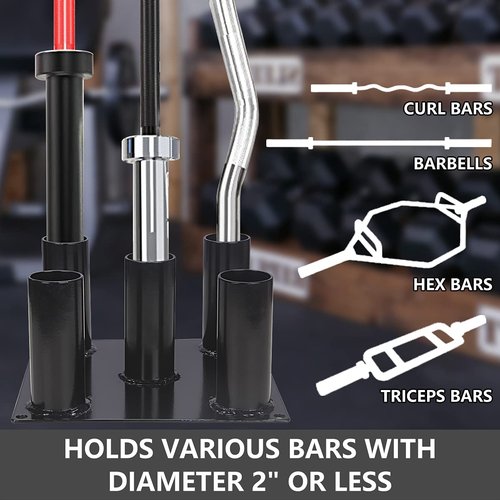 Butizone Barbell Holder Floor Stand Vertical, Corner Weight Bar Storage Rack for Home Gym, Fit for 2 inch Olympic Bars, Curl Bars, Hex Bars, Trap Bars, Triceps bars, Holds 5 Bars