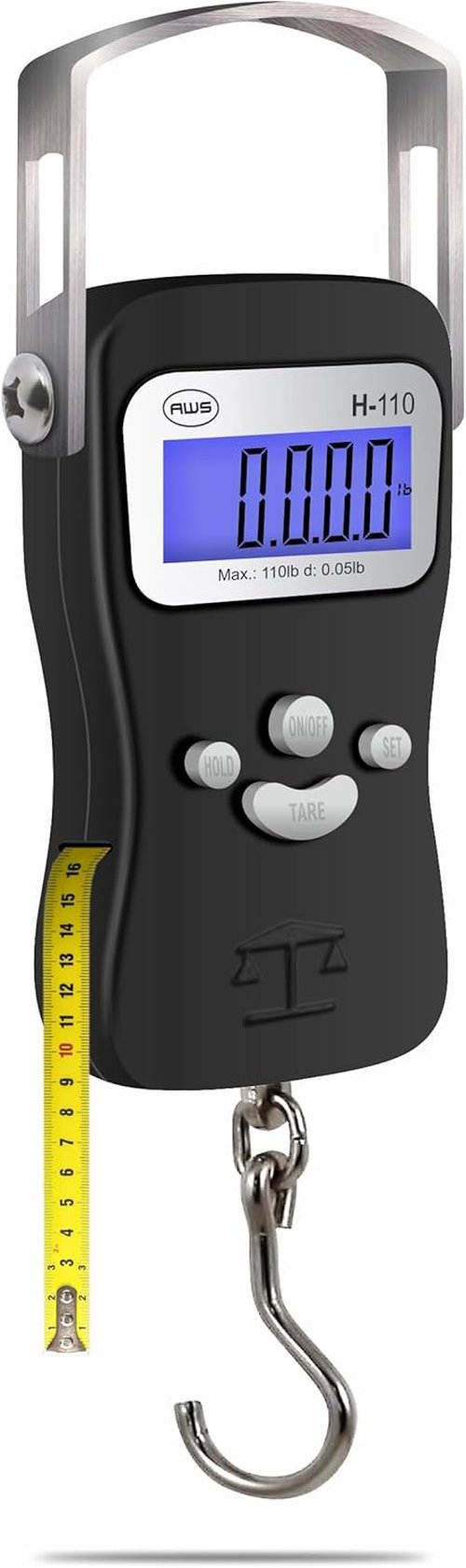 AWS Digital Luggage Scale - Heavy-Duty 110lb Capacity With Built-In Tape Measure | Ideal for Travel & Outdoor (Black)