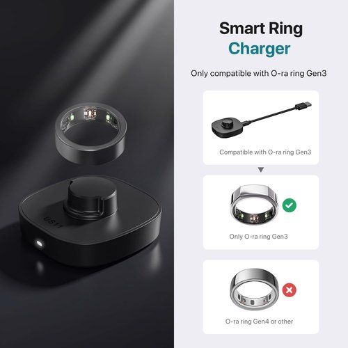SOFTGAS Smart Ring Charging Size 7, Compatible with O-ra Gen3 Charger, Fast Charging Dock and USB-C Cable, Charger for Smart Ring (Black)