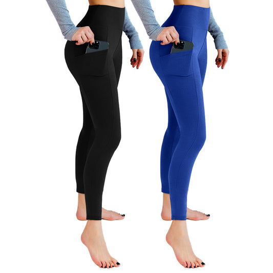 Leafigure 2-Pack High Waist Leggings with Pockets for Women