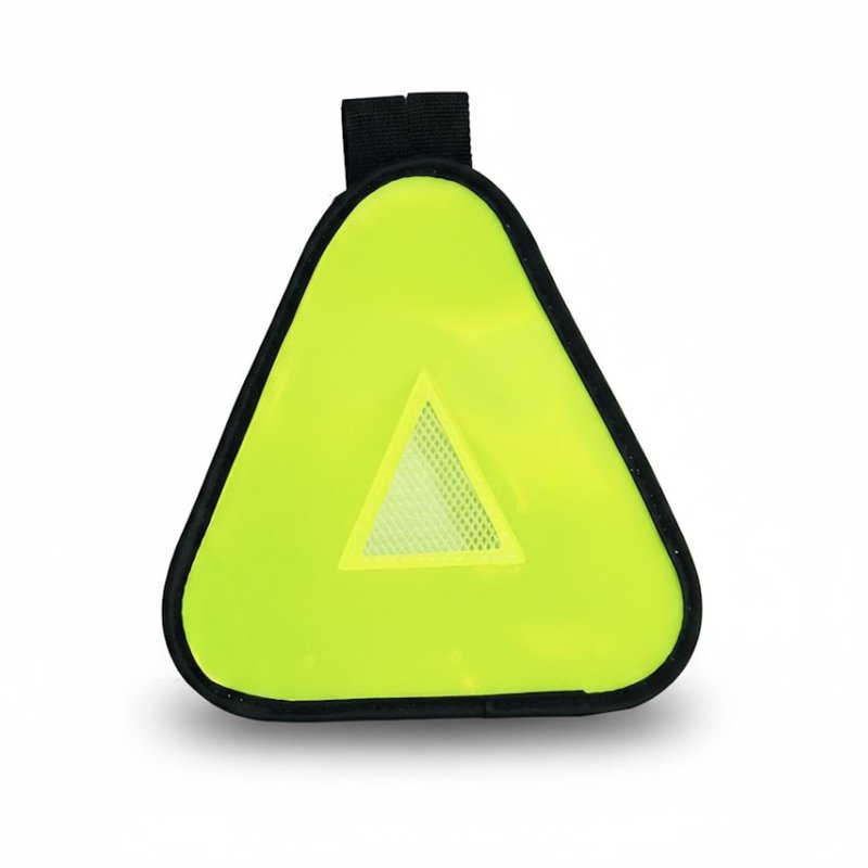 Vincita Reflective Yield Symbol with Hook and Loop Strap - High Visibility for Safety At Night - Safety Reflector for Bike Rack, Stroller, Backpack, Car Rack - Bicycle Reflective Accessories (Green)