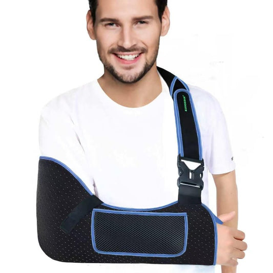 KONSEDIK Arm Shoulder Sling for Men and Women,Porous comfort Medical Sling with Pocket Shoulder Pad for Rotator Cuff Injury,Support for Arm,Wrist, Elbow,Clavicle Fracture Post-Surgery(Black,Large)