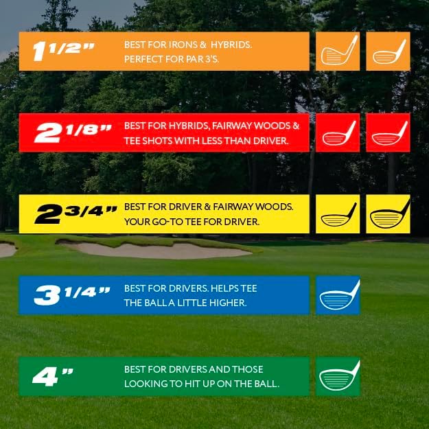 PrideSports PTS Wood Golf Tees - 100 Count, 2-3/4 Inch | Top-Rated #1 Wood Tee for Drivers & Woods