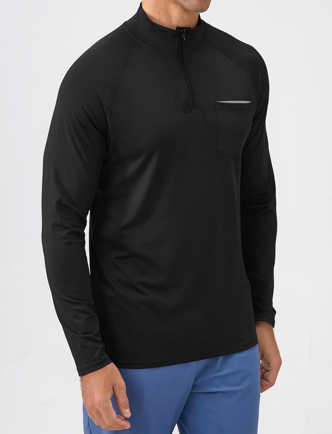 SEAUR Men's Long Sleeve Athletic Shirt - 1/4 Zip Pullover for Running & Fishing | Black