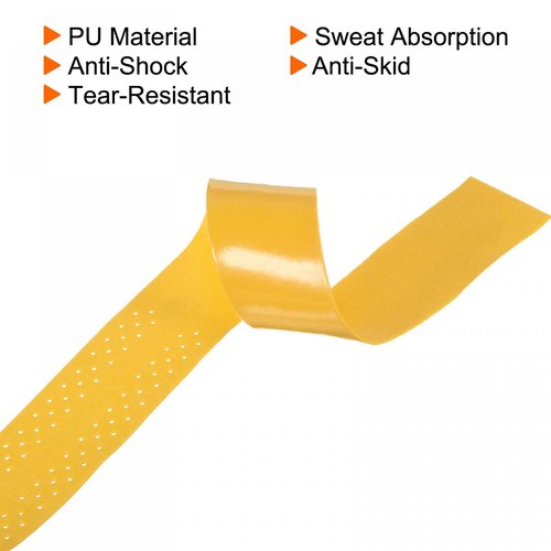 PATIKIL 43.3" Tennis Racket Grip Tape with Hole, 12 Pack PU Overgrip Stretchy Non-Slip Absorb Sweat for Badminton Fishing Rod, Yellow