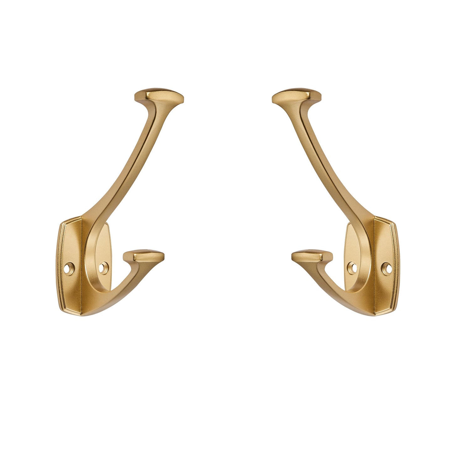 ZAUYX 2 Pack Brushed Gold Hooks Decorative Heavy Duty Solid Large Coat Hooks for Towel Hanging Coats Robe Wall Mounted Towel Bags Door Back Bathroom Wall Hook.