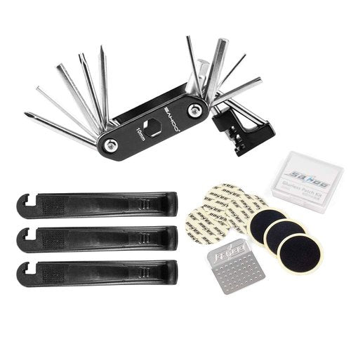 HUIOP Bike Repair Tool Kit, Bike Repair Tool Kits Bicycle Repair Set with Mini Pump 14 in 1 Multi Function Tool Kit 750ml Bike Tool Storage Bottle Case