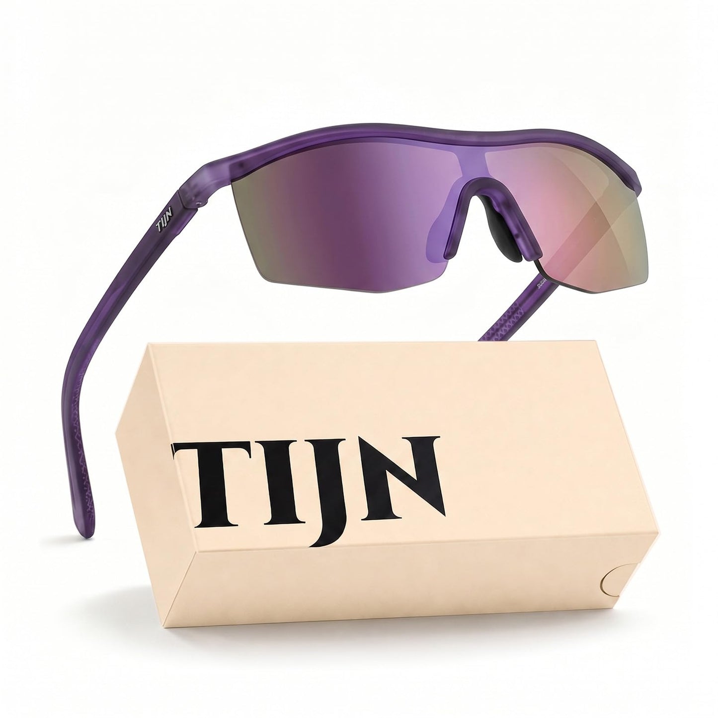 TIJN Anti-Slip Sports Sunglasses for Men Women, UV400 Running Baseball Cycling Golf Hiking Fishing Wrap Around Outdoor Glasses, Mechapulse
