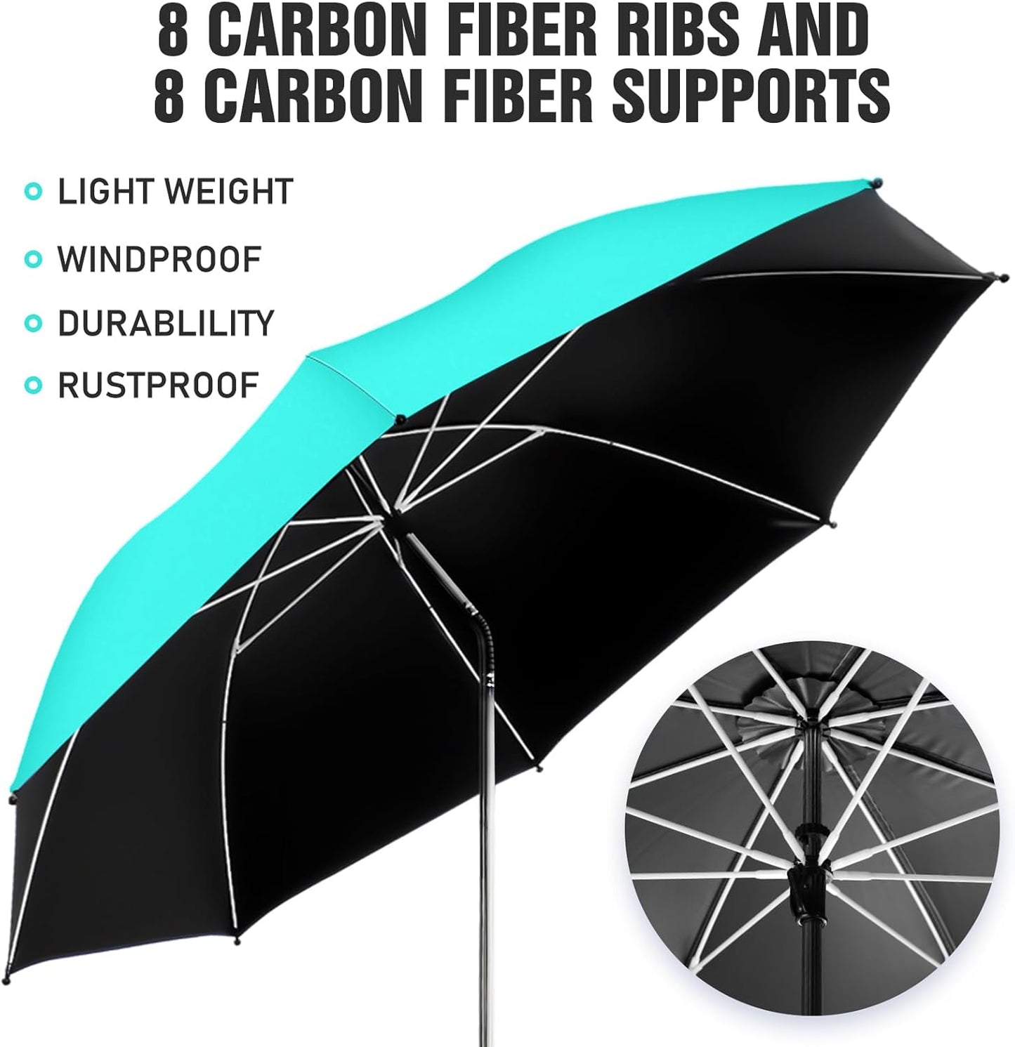 Skiennix Beach Umbrella - 360° Adjustable UPF50+ Sun Protection for Chairs | 2-Pack