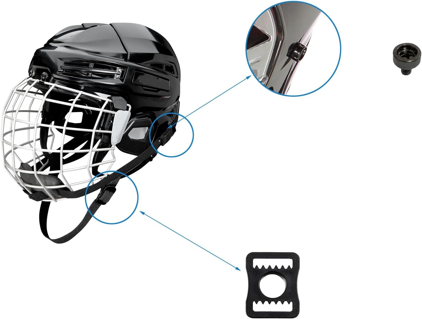 Skiennix Universal Hockey Helmet Repair Kit - Replacement Parts for Face Mask Cage | Includes J Clips & Bolts
