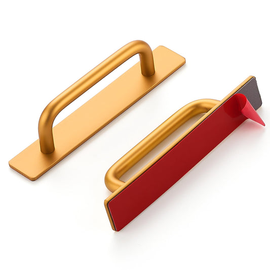 2 Pack Adhesive Handles Self Stick Instant Cabinet Handles 5.83" Stick on Cabinet Handles Drawer Push Pull Handles Helper Sliding Screen Door Handles for Sliding Closet Window Wardrobe - Gold