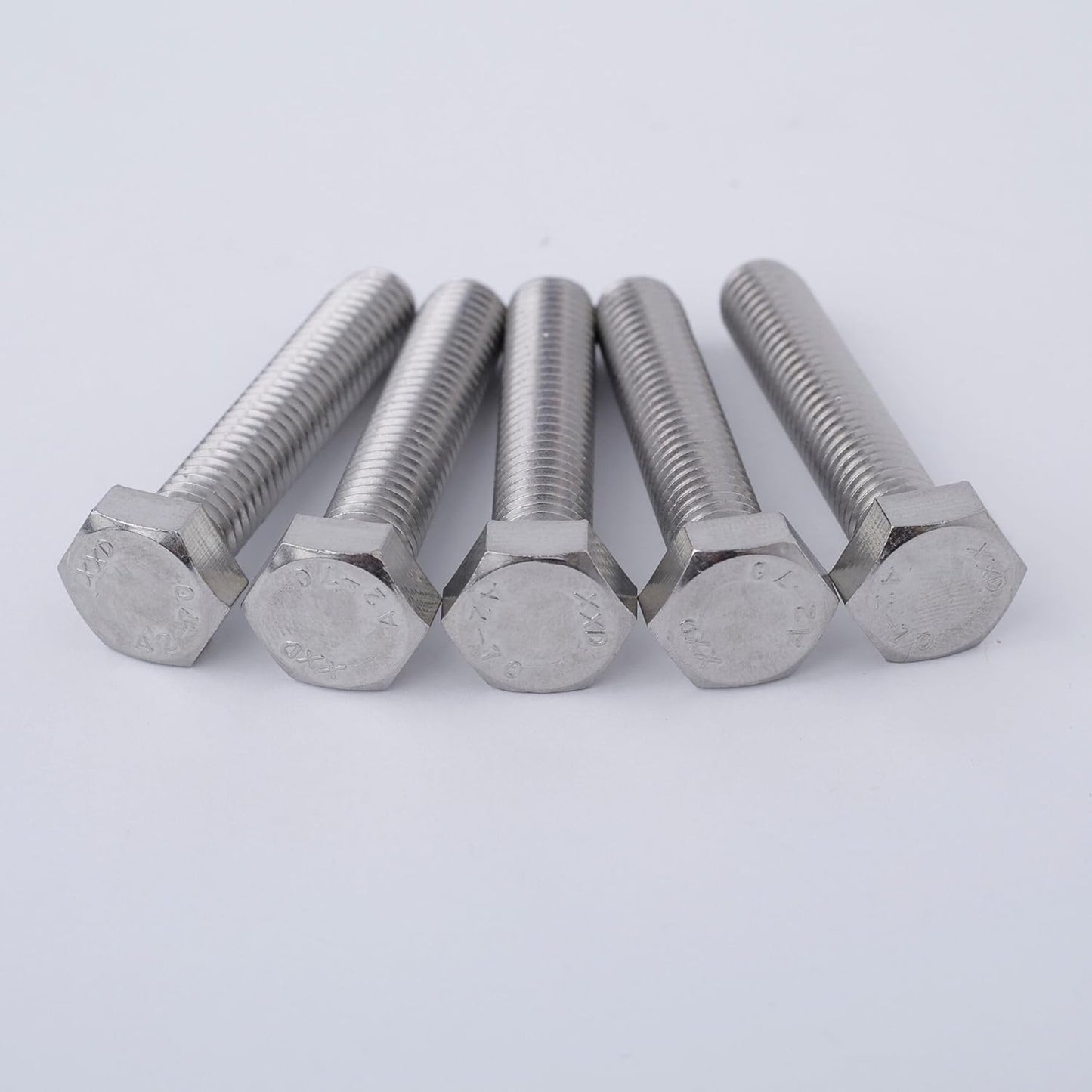 5PCS/Lot M10x1.0 Fine Thread Hex Head Rod Bolts - Din933 Standard Size: Thread Diameter: M10 - Length: 50mm - Thread Pitch: 1mm (Silver Color, Material: Stainless Steel)