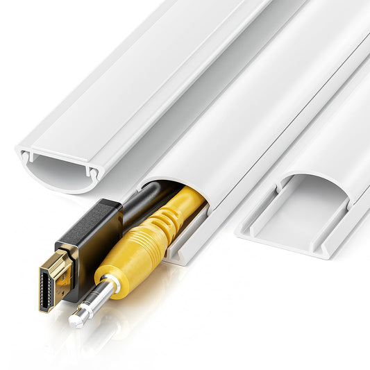 42.5in Cord Cover, Cord Hider for 1-2 Cords, Half Round Cord Covers for Wires on Wall, Adhesive Wire Hiders for TV on Wall, 3xL14.2in, W1.18 x H0.43in, White