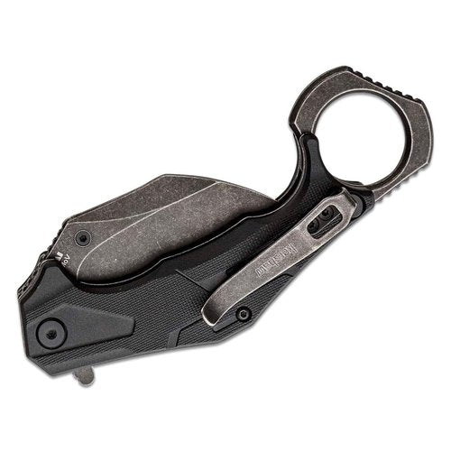 Kershaw Outlier Pocket Knife, 2.6 Inch Stainless Steel Hawkbill Blade, Karambit Style EDC with Assisted Opening, Reversible Pocketclip, Steel Ring, Pocket Knife for Men and Women