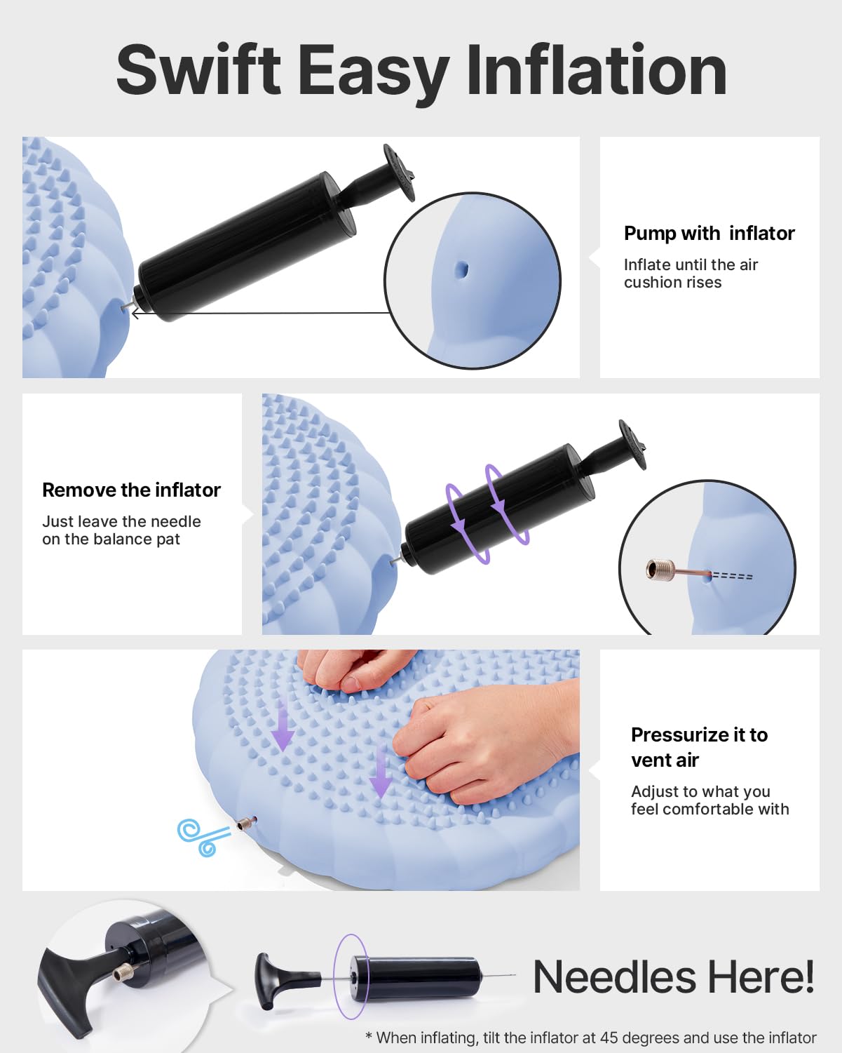 YOTTOY Wobble Cushion-Stability Wiggle Seat with Pump, Balance Disc for Yoga Core Training, Posture Correction, Sensory Focus, Wobble Seat for Office or Classroom Use (Blue)