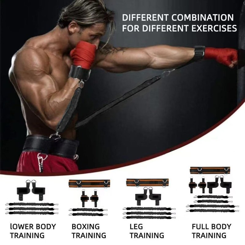 Ycendelion Boxing Resistance Bands Set, Leg Power and Agility Speed Trainer for Men and Women Full Body Home Gym Workout Punch Pro with Belt, Ankle, Kicking for MMA