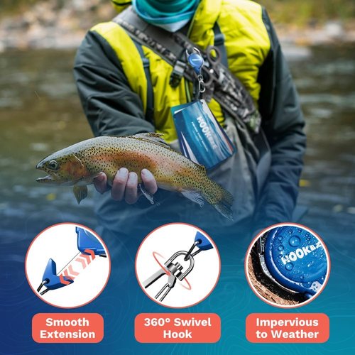 HOOK-EZE Fishing Knot Tying Cards - Waterproof Guide to 12 Essential Knots with Zinger Retractor | Perfect Fishing Gift for Beginners