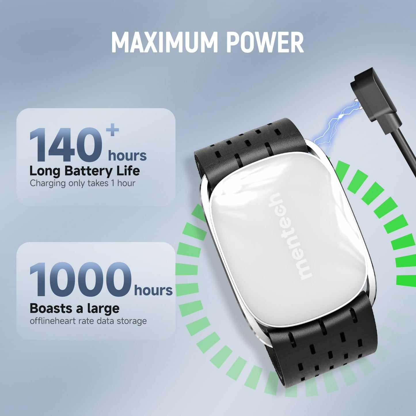 ANT+ Bluetooth Heart Rate Monitor, Portable Arm Heart Rate Monitor, 140 Hours Battery Life, Real Time Monitoring, Custom Interval, Waterproof, Use for Running Cycling Gym, ect (Long)