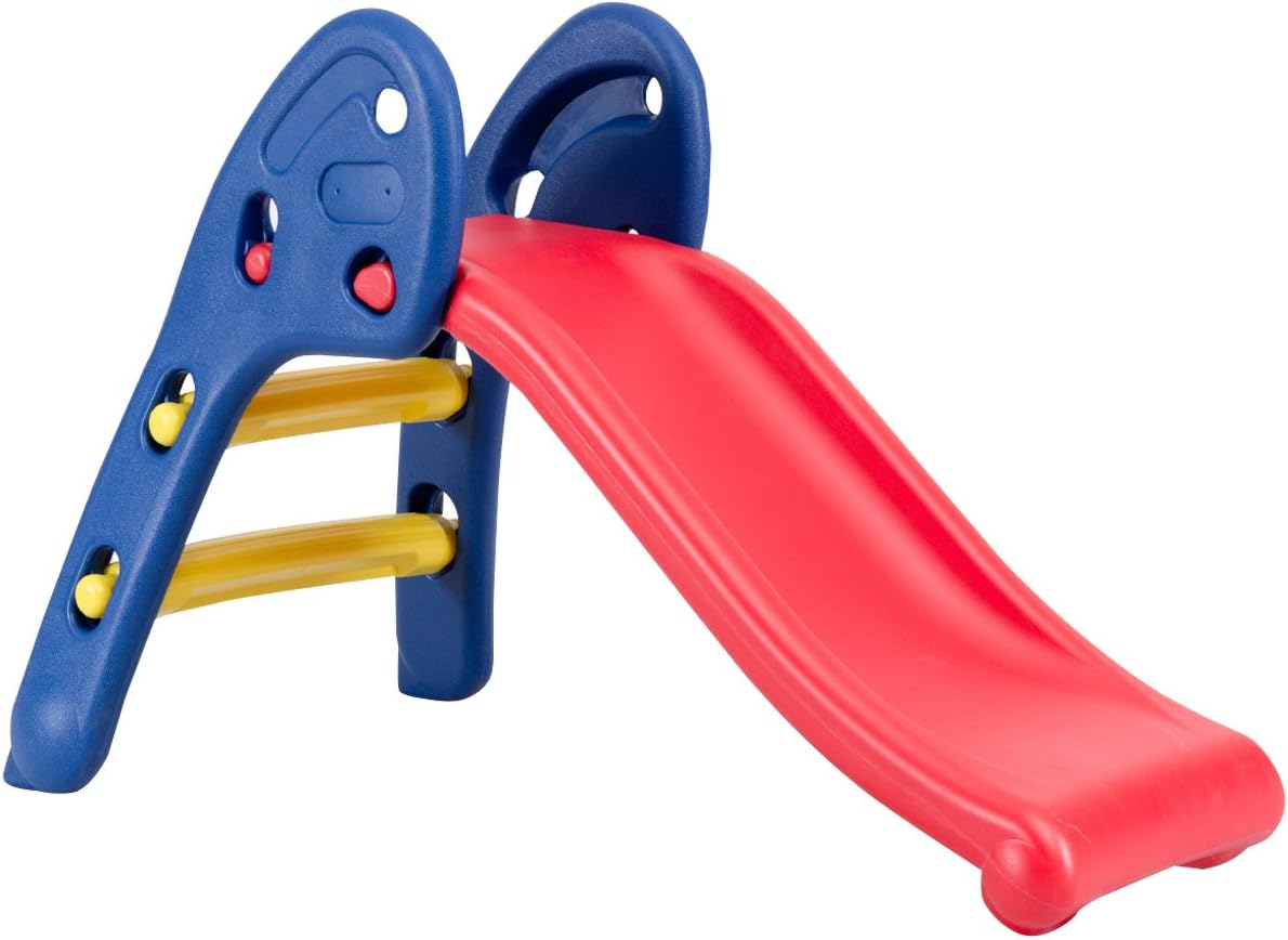 Baby Joy Folding Slide - Indoor Plastic Play Slide for Kids with Ellipse Rail Design