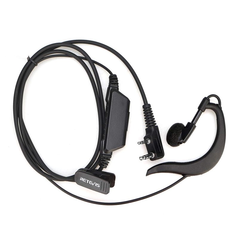 Retevis RT18 Walkie Talkie Earpiece with Mic,G Shape Earhook,for RT22 RT68 RT21 H-777 RT86 RT68H, Compatible with Pxton, Baofeng BF-888S/BF-T26, Kenwood 2 Way Radio, 2 Way Radio Headset(5 Pack)