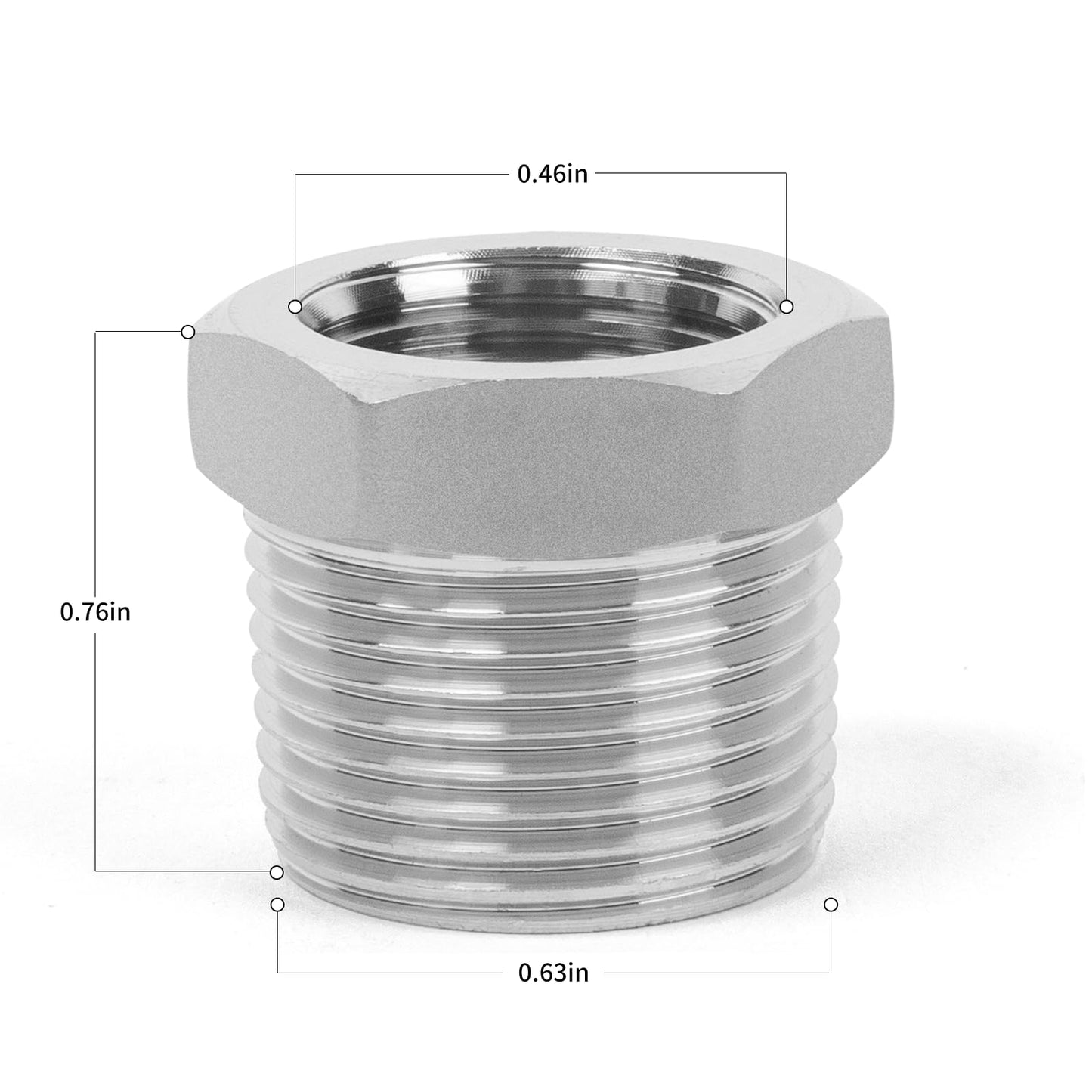 ChillWaves 304 Stainless Steel Pipe Fitting, Reducer Hex Bushing 3/8" NPT Male x 1/4" NPT Female Thread Adapter(6-PACK)