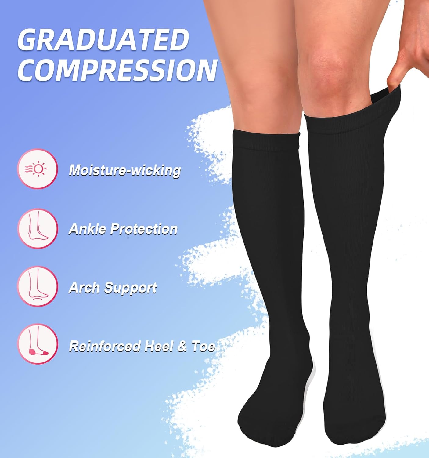 Skiennix Compression Socks - 15-20 mmHg Circulation Support for Men & Women | 4 Pairs for Nurses & Travelers