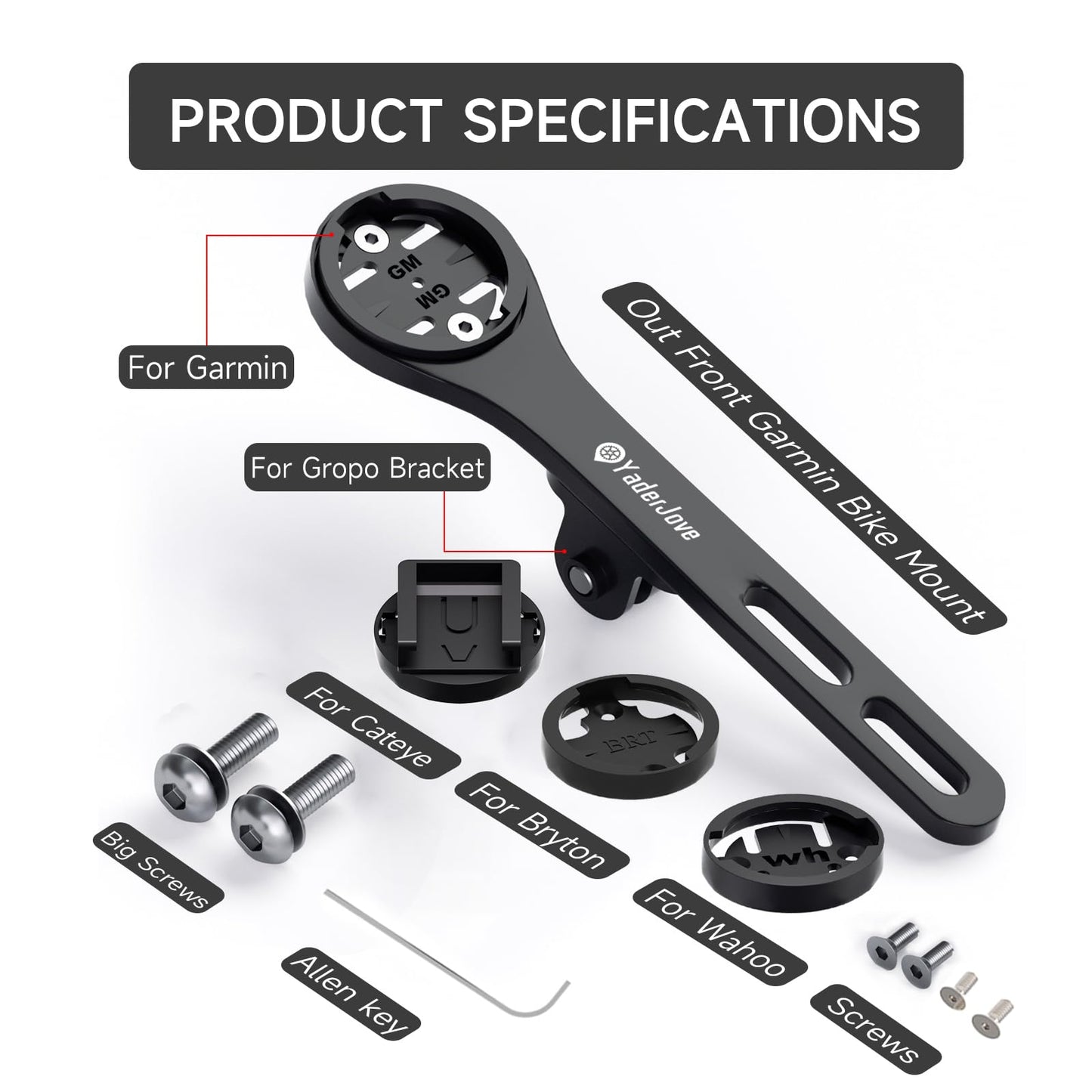 Bike Computer Mount - Out Front Mounts for Road Bikes Integrated Handlebar, Aluminium Alloy GPS Computer Combo Mount & GoPro Full Range