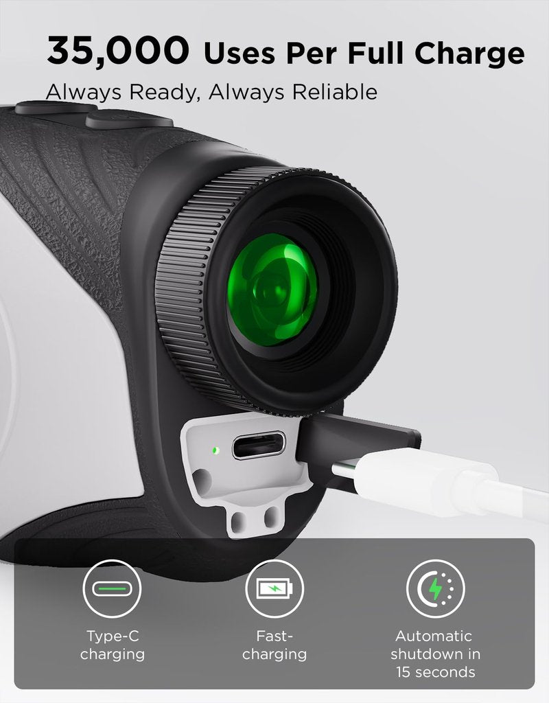 BirdieBeam Golf Rangefinder with Slope, 1200Y Precision Range Finder for Golf, 7X Magnification, Flag Lock with Vibration, Strong Magnet, Ultra-Clear Display, USB-C Rechargeable, Waterproof