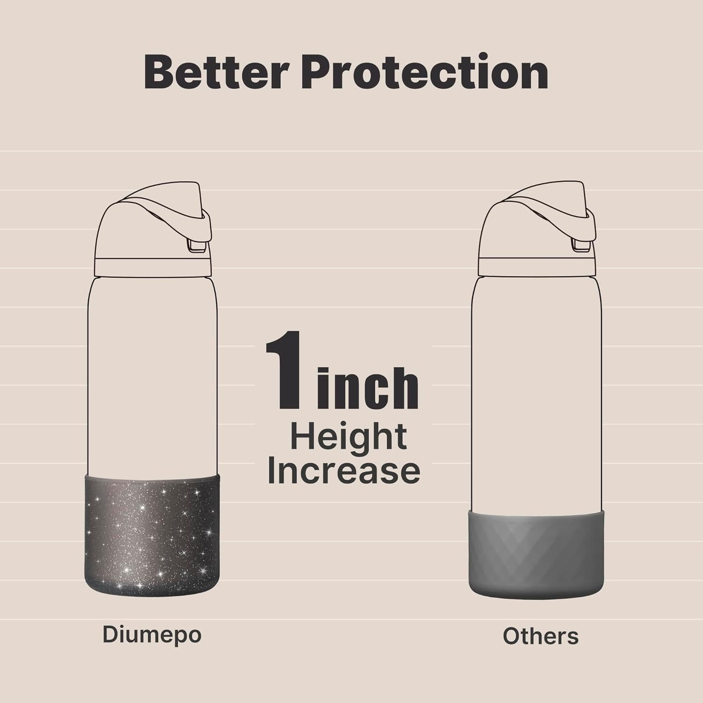Owala Silicone Boot - Anti-Slip Protective Sleeve for 40 oz Water Bottles | Glitter Black