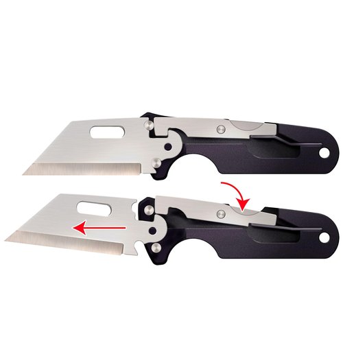 Cold Steel Click N Cut - Hunters Fixed Blade Knife | Durable 420J2 Steel Compact Hunting & Hiking Multiple Replaceable Blades | Sheath & 3 Blades Included - Boxed Package