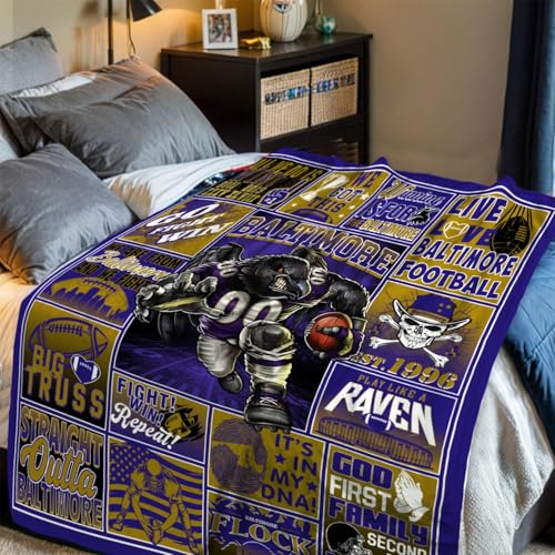 Baltimorer Purple Football Blanket 50x60 inches for Fans, Sofa & Bed Decor