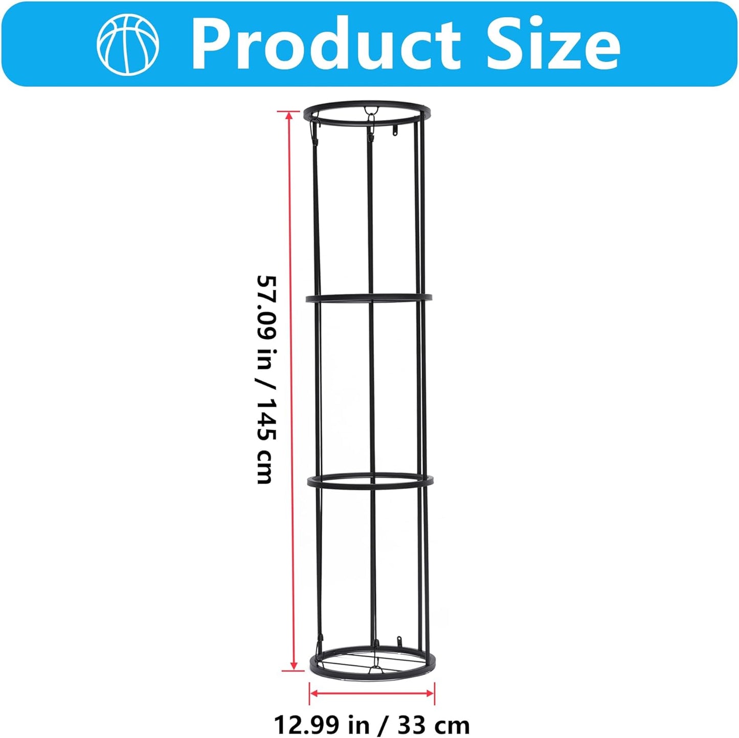Skiennix 3-Layer Garage Ball Storage Rack - Wall-Mounted Vertical Organizer for Soccer, Volleyball, Football | Space-Saving Design