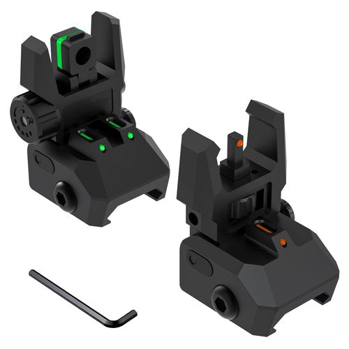 NIRIAHO Fiber Optic Sights Flip Up Front and Rear Sites with Green and Red Fiber Optics Dots, Tool-Free Adjustment Front and Rear Backup Sight (Red+Green)