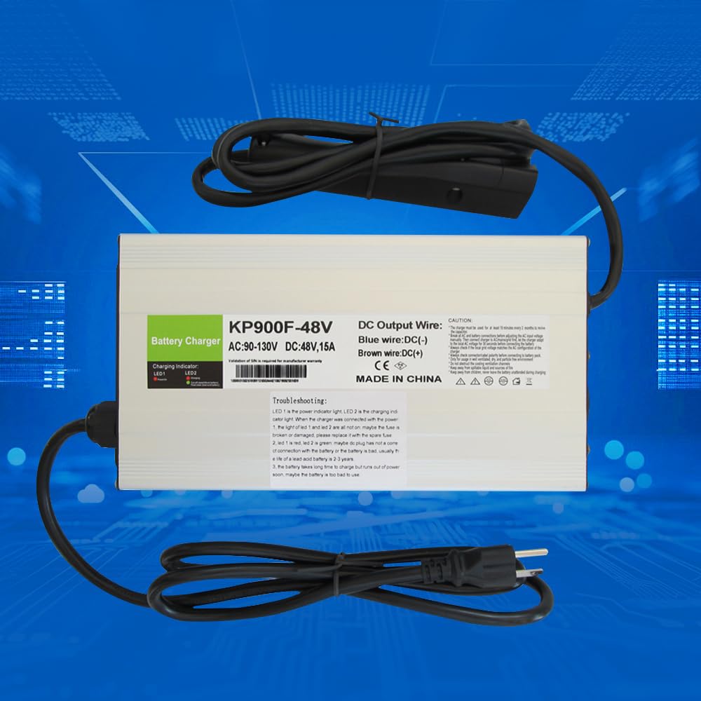 aunstarwei 15 AMP Golf Cart Charger for 48 Volt EZGO RXV & TXT with 3 Pin Triangular Plug-Lead Acid Battery