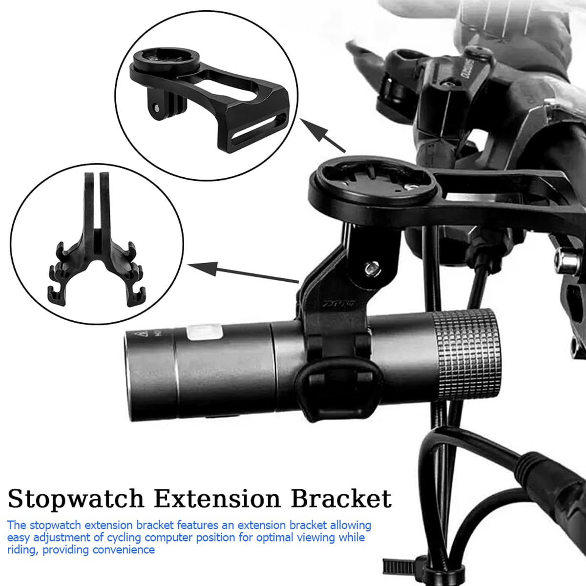 Wolfride Bike Computer Mount Out Front | Adjustable Angle Extension Handlebar Mount | Compatible with Garmin/Wahoo/Cycling Phone/Light/Action Camera