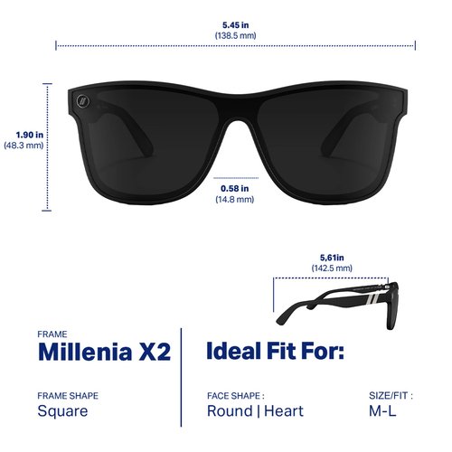 Blenders Eyewear Millenia X2 – Polarized Sunglasses – Flat, Mirrored Lens, Tough Frames – 100% UV Protection – For Men & Women – Nocturnal Q